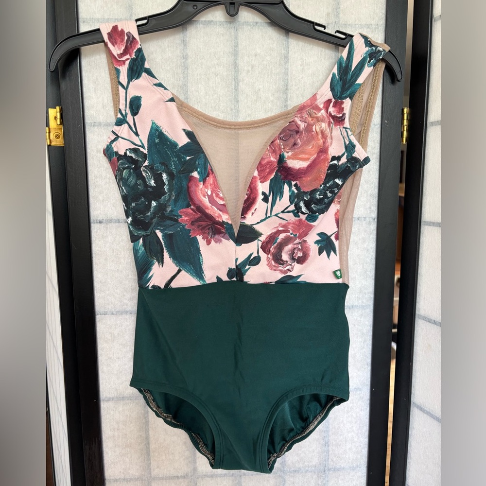 Luckyleo Dancewear green and floral leotard